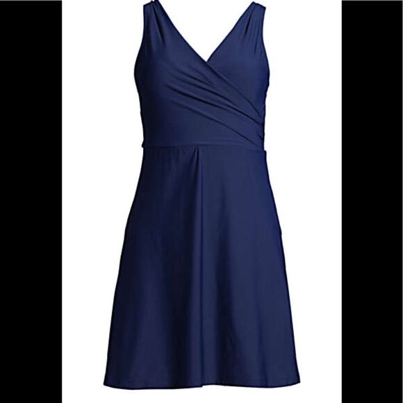 Land’s End Plus Standard Sizes surplice wrap one piece tummy control various - Picture 5 of 9